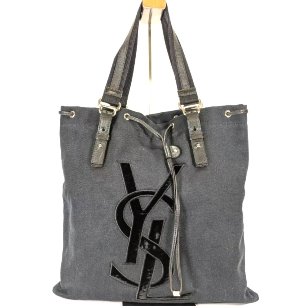 YSL 🔥 Rare 🔥 Rive Gauche Kahala Canvas and Leather Tote Bag!